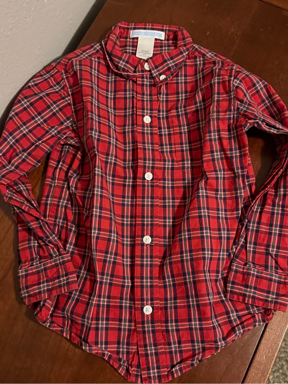 Classic Red Plaid Button-Up Shirt for Kids - Brand: Janie and Jack